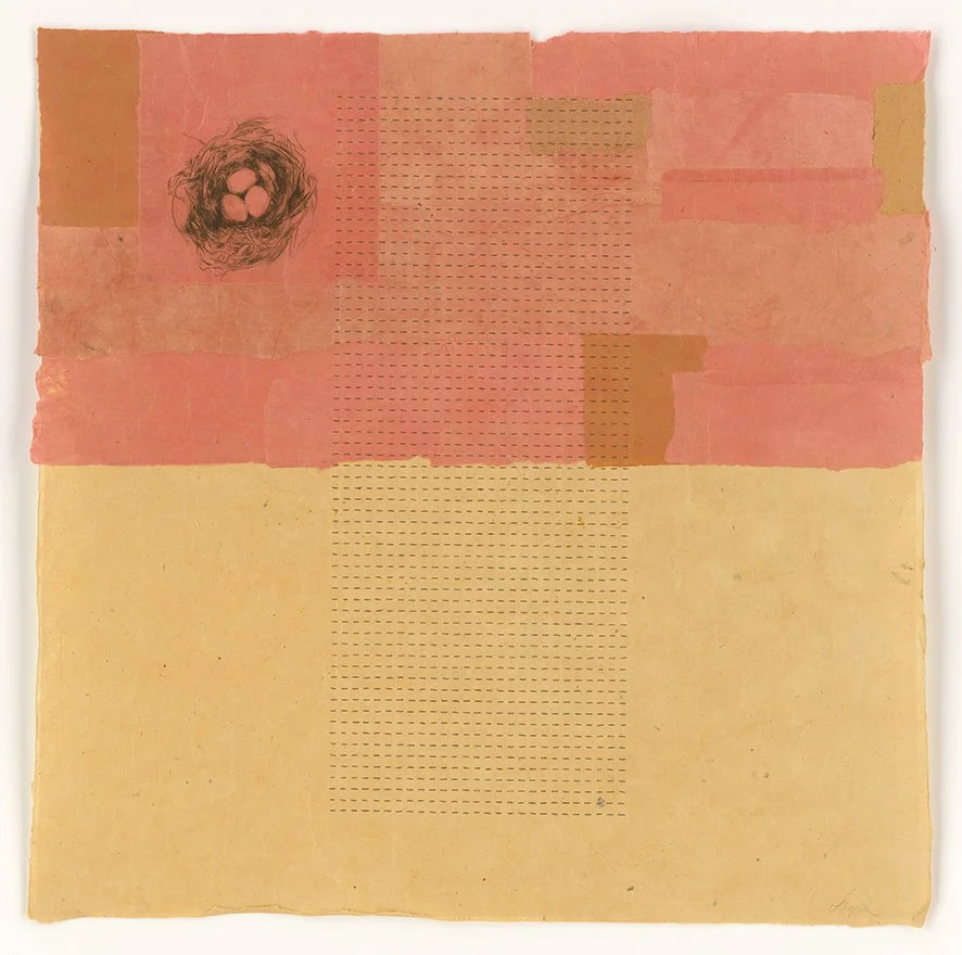  “Snug”, 27×27, etching, running stitches on handmade paper, $2200 
