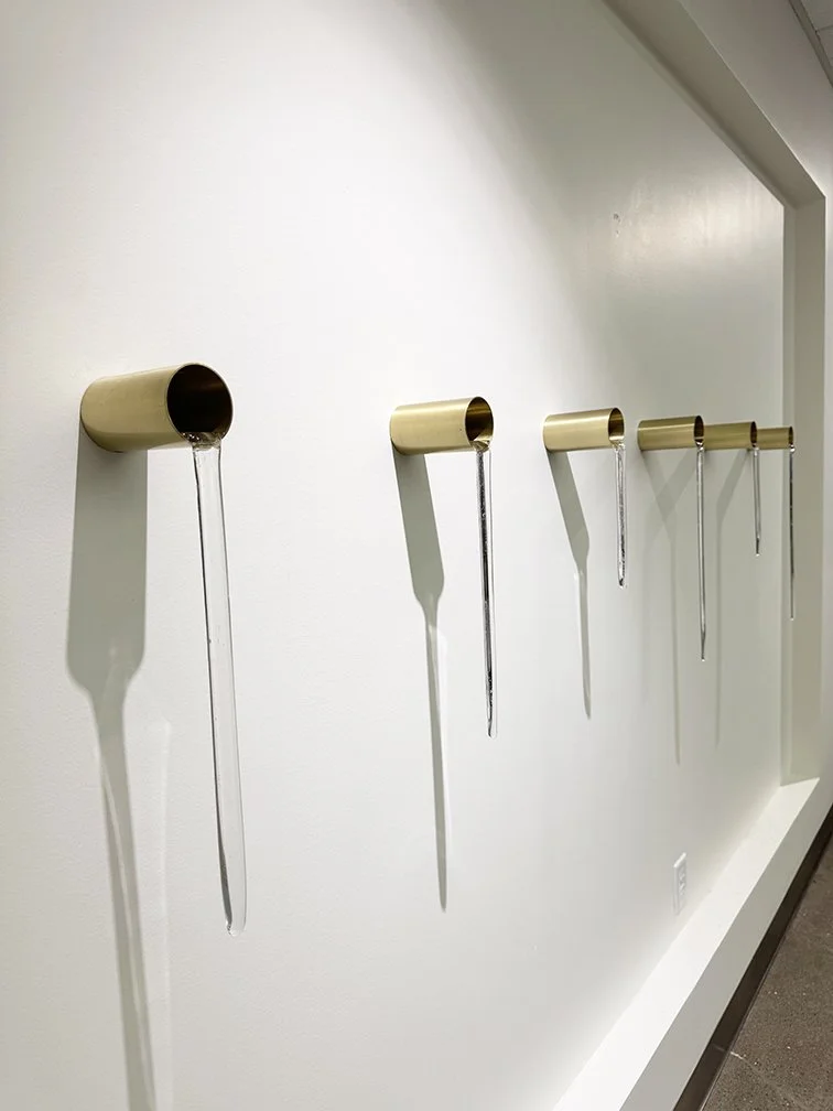   Leaky Pipe Series, slumped glass, brass, $1850  