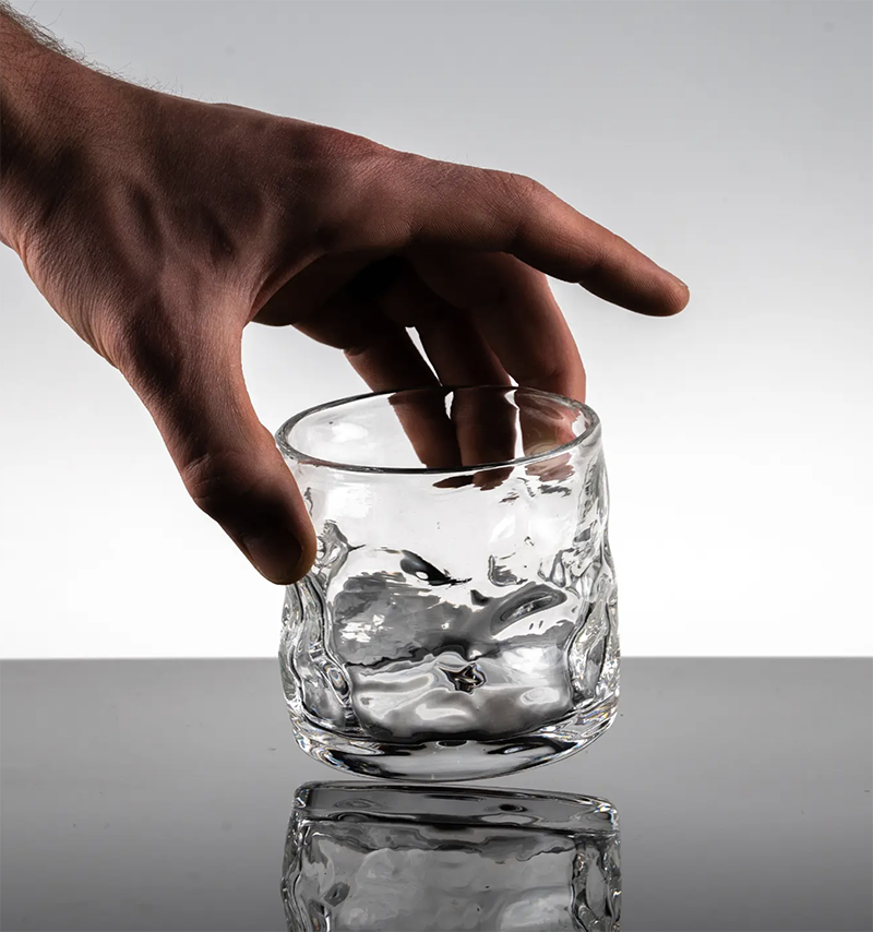   River Rock Glasses,  handblown glass, $110 
