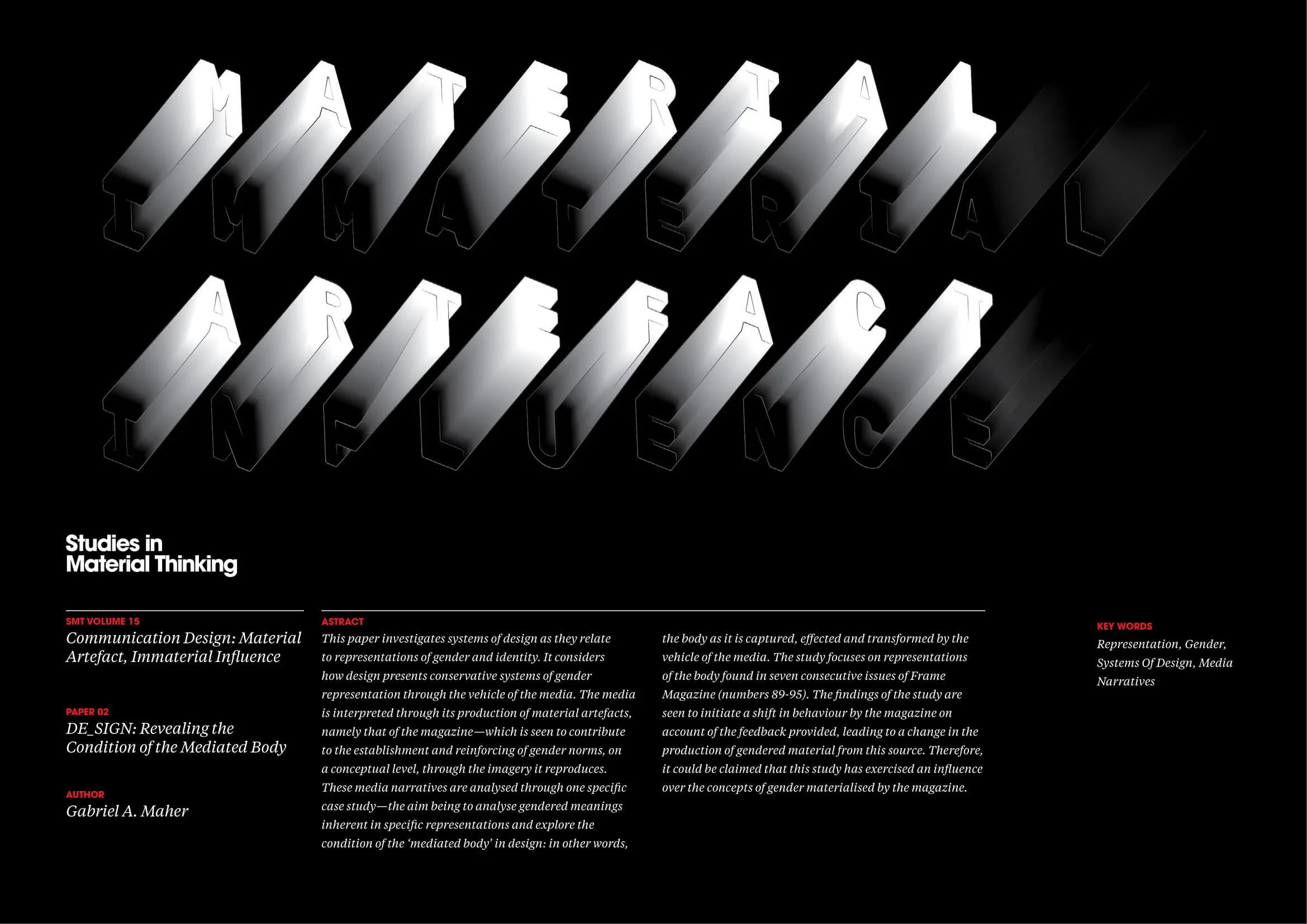 Studies in Material Thinking Journal | Volume 15