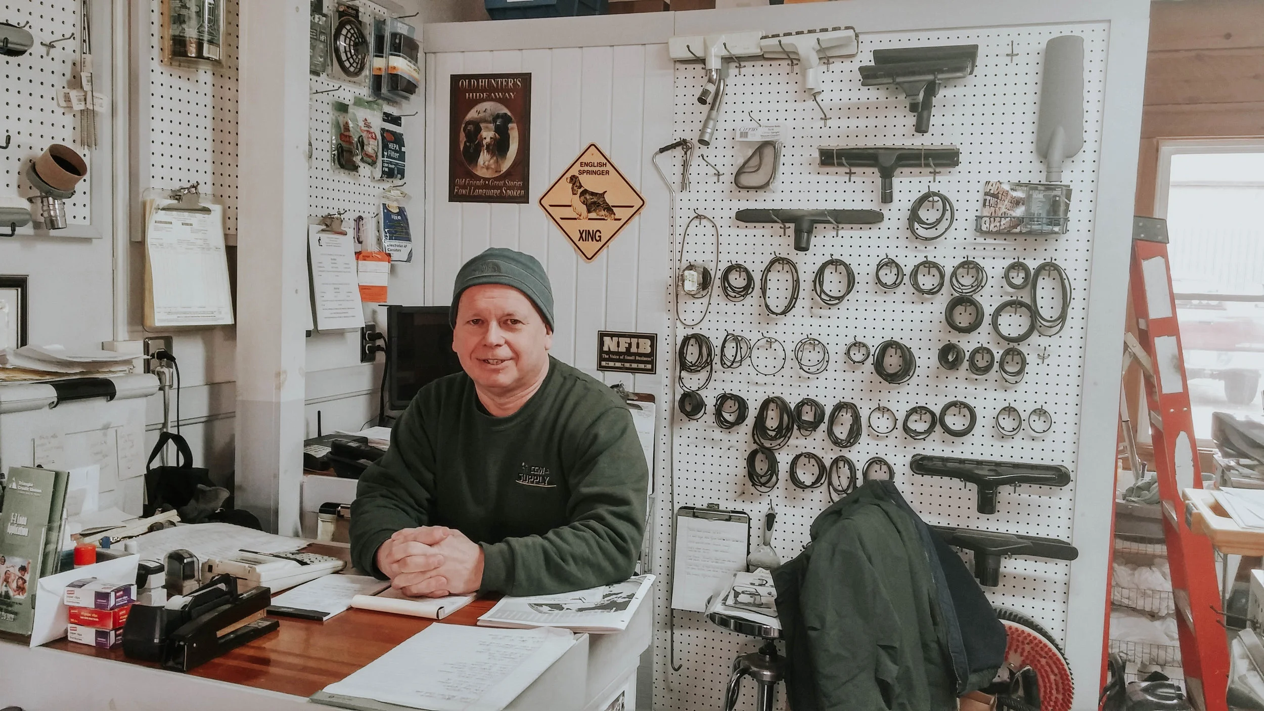 After retiring from police work, Ron Montplaisir opened a cleaning supply shop in Manchester, New Hampshire, about 20 minutes from Allenstown.