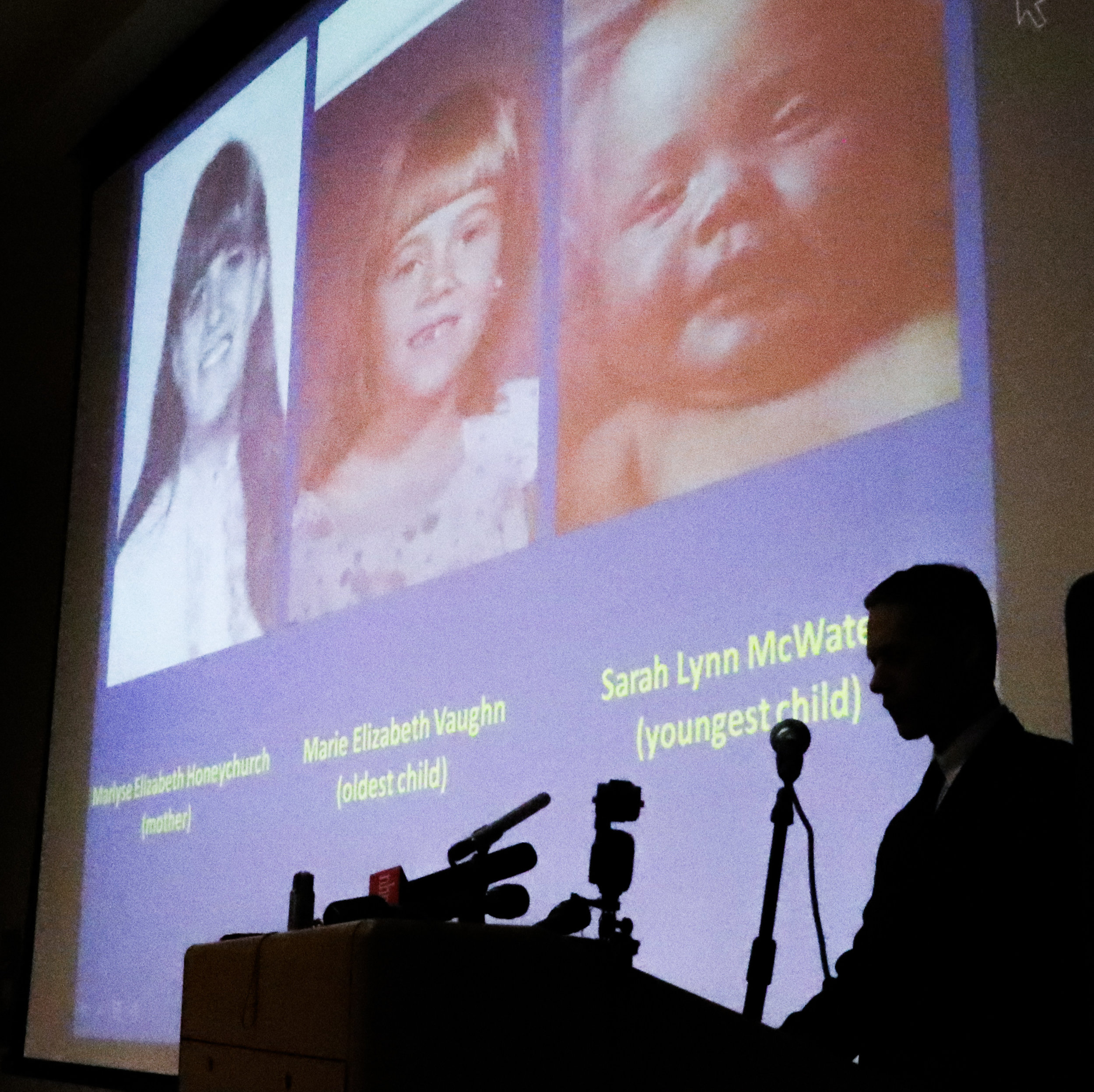 Associate Attorney General Jeff Strelzin announces the names of the three identified Bear Brook victims.