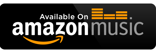 Amazon Music logo with black background and text indicating availability on Amazon Music