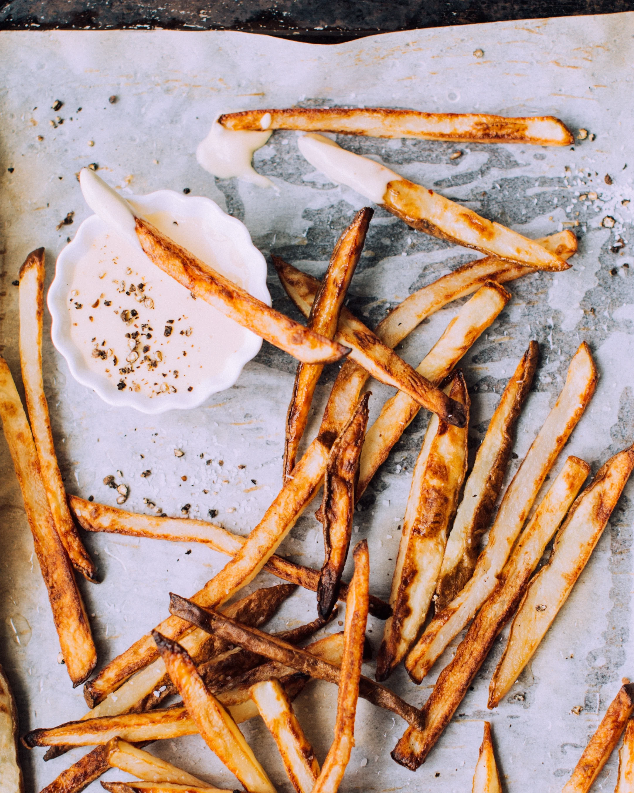 Homemade baked French fries