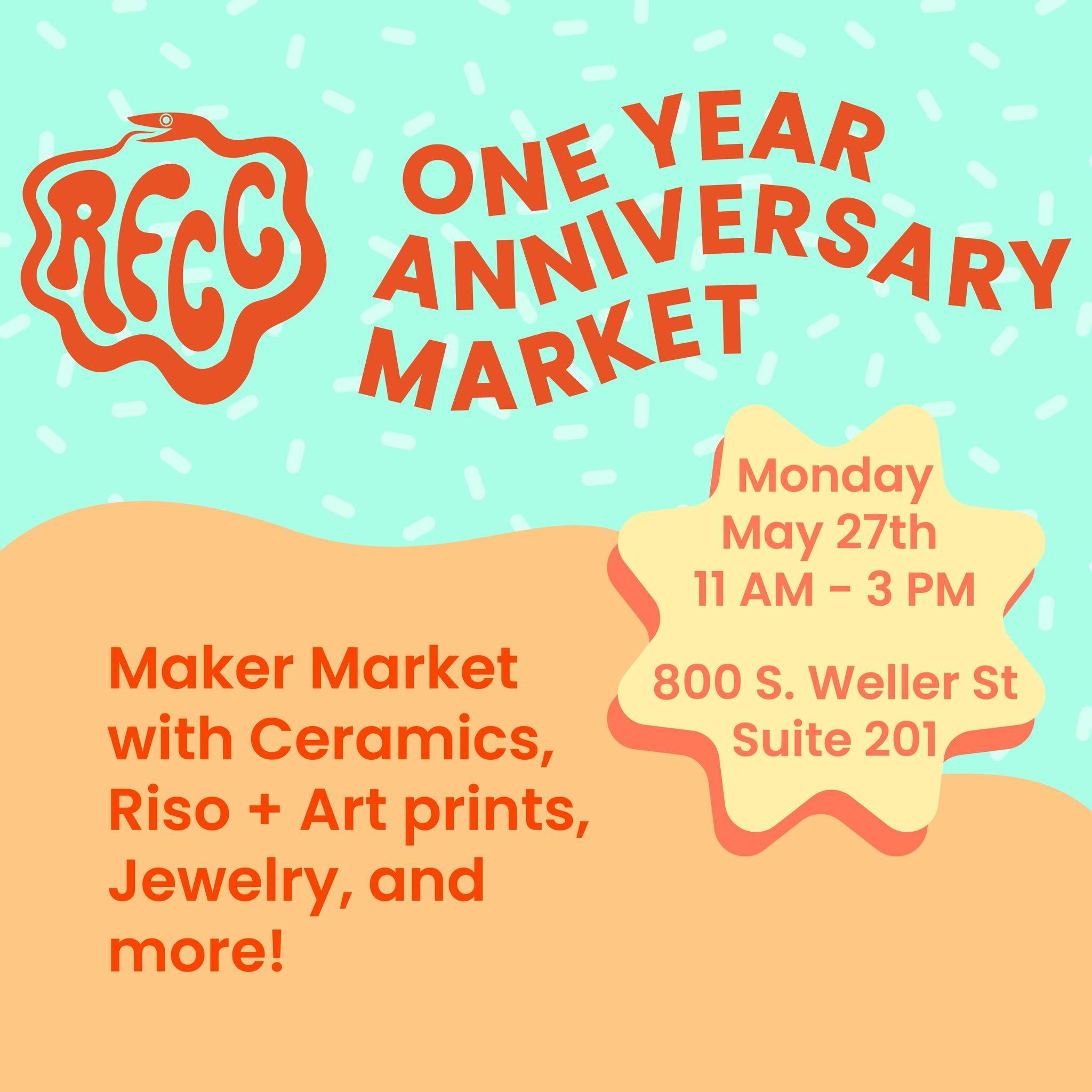 We'll be at the Reclaim Clay Collective One Year Anniversary Market on May 27th, Memorial Day! Come check out the space, and browse handmade goods created by studio members, teachers, and artists in our community! Plus we will be selling RECC studio 
