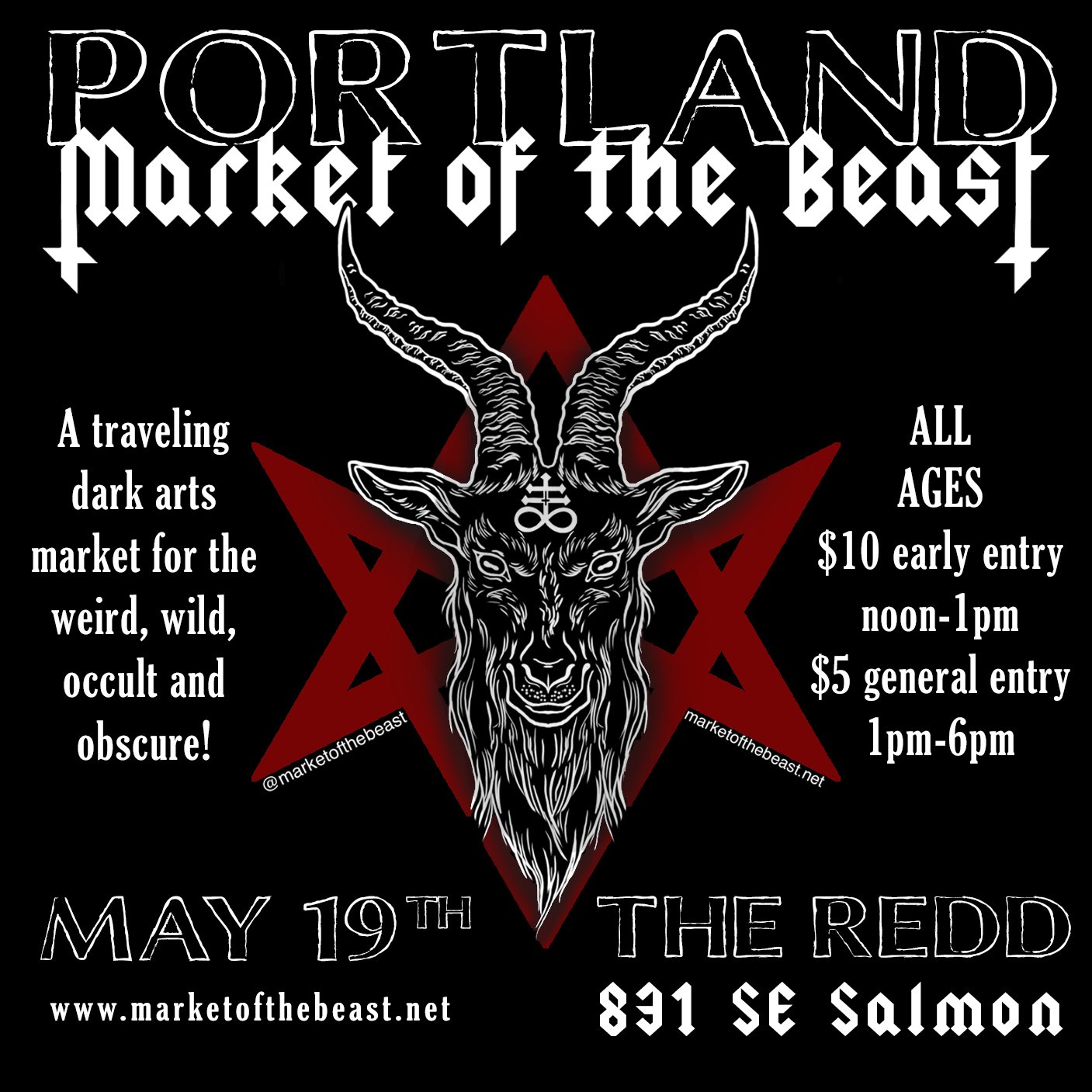 Weird Works will be at the Portland @marketofthebeast next weekend! Come say hello and buy some weird stuff!

May 19th @reddonsalmon (all ages)
$10 Early Entry Noon-1pm
$5 General Entry 1pm-6pm
Flyer design: @oakthornstudios
#PortlandMarketOfTheBeast