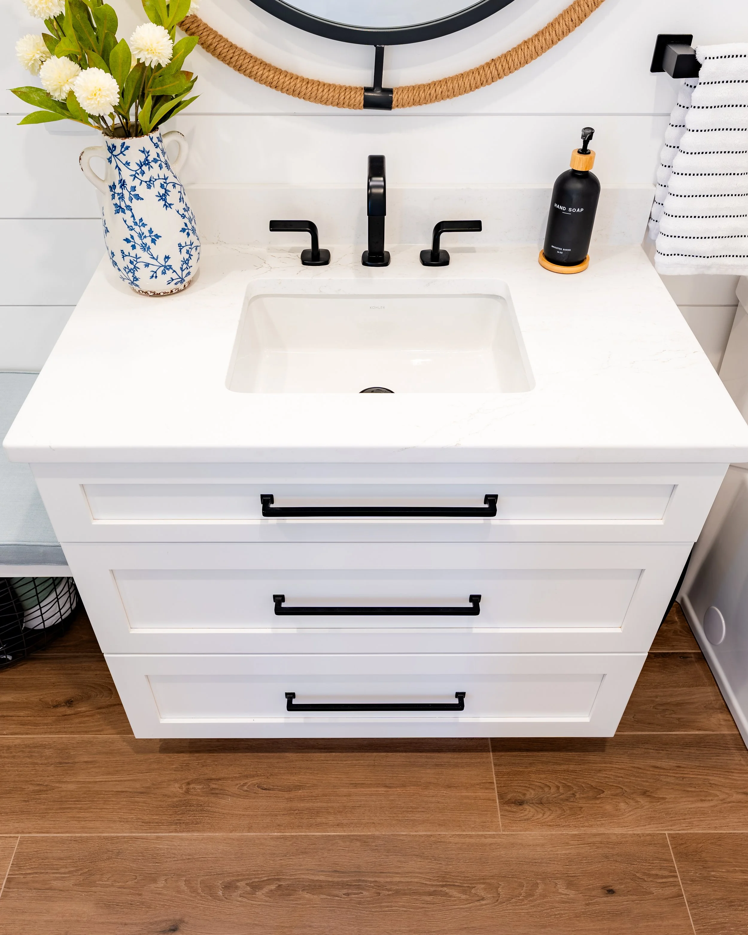 White Three Drawer Vanity