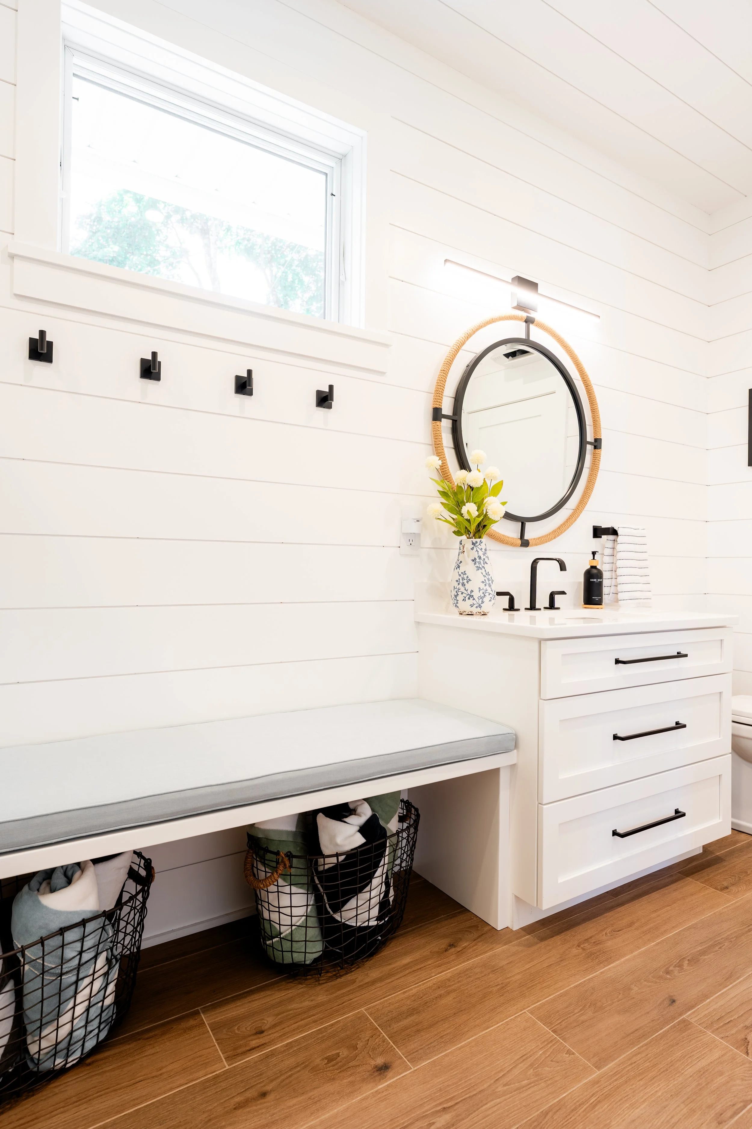White Vanity and Bench