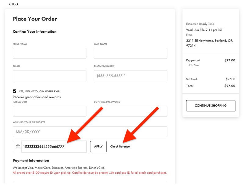 Checking gift card balance – Perfect Circuit