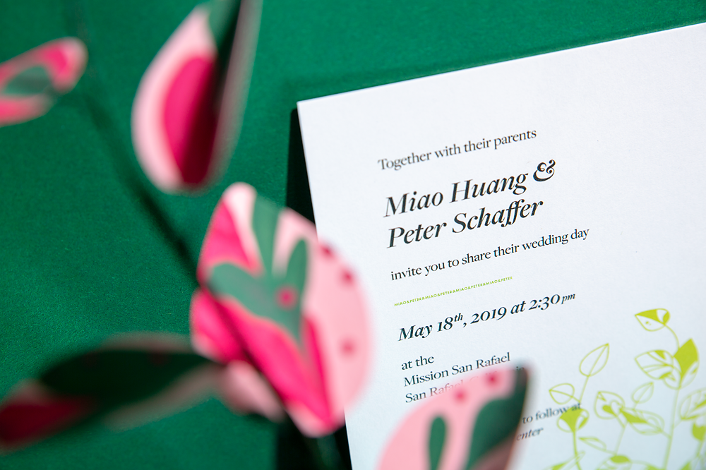 Ephemora’s Ficus invitation uses a modern, conversational format for the event’s date and time.