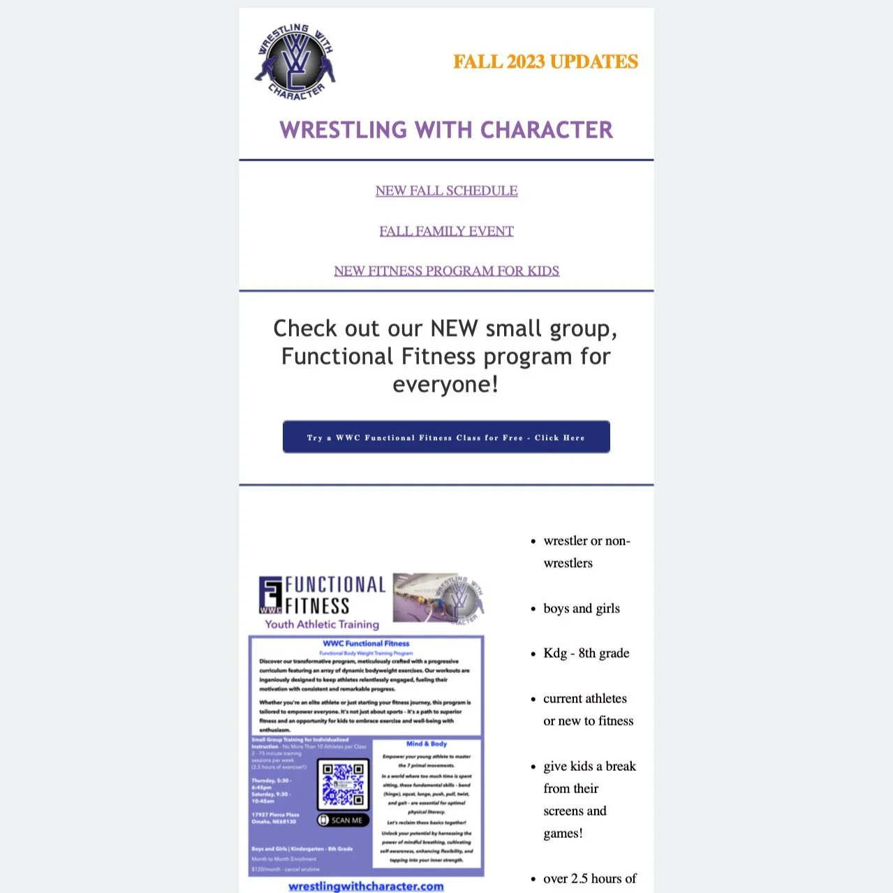 FALL 2023 UPDATES  - New Schedule