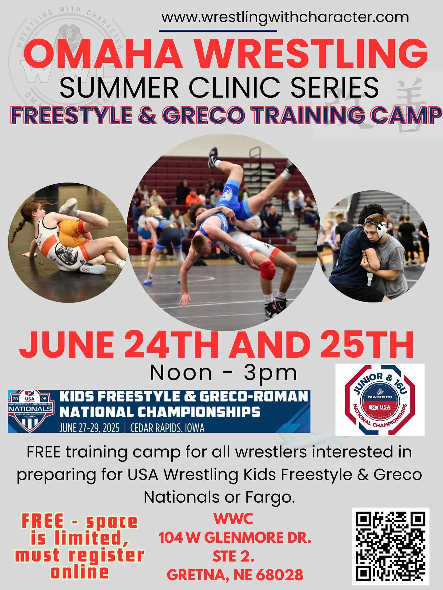 🚨What do we do after running a 10 hour leg riding camp this weekend❓We offer a FREE, 2 Day Freestyle &amp; Greco Roman training camp‼️ THIS WEEK - Tuesday and Wednesday. Open to ALL! 👊 Still some spots left to sign up! 💪
Wrestlingwithcharacter.com