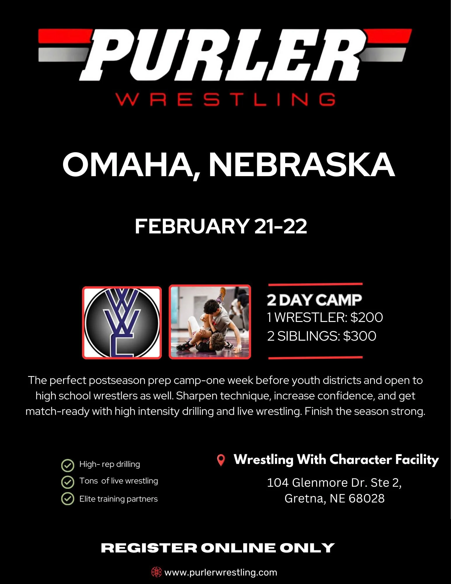 PURLER WRESTLING CLINIC | FEBRUARY 21-22, 2026 | OMAHA