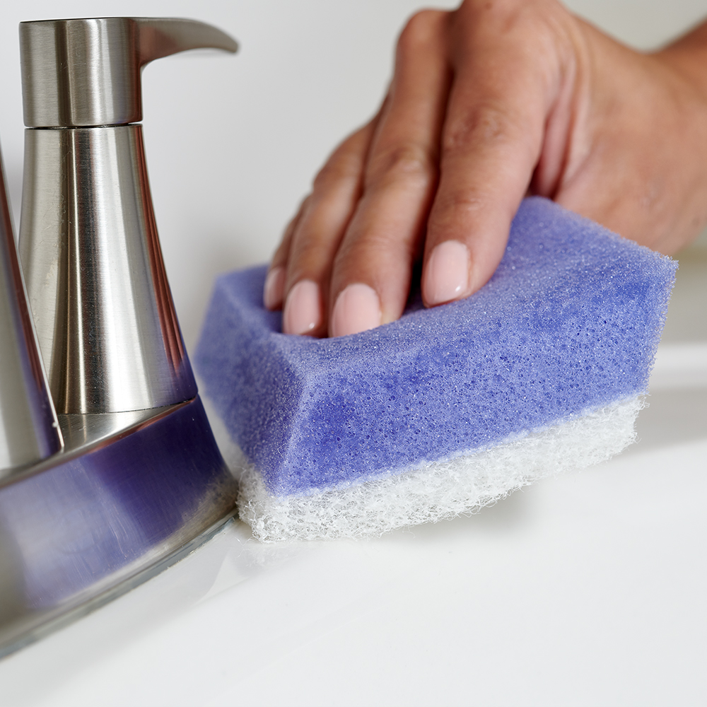 Brillo® Estracell® No Scratch Scrub Sponge with Wedge Edge® cleaning sink