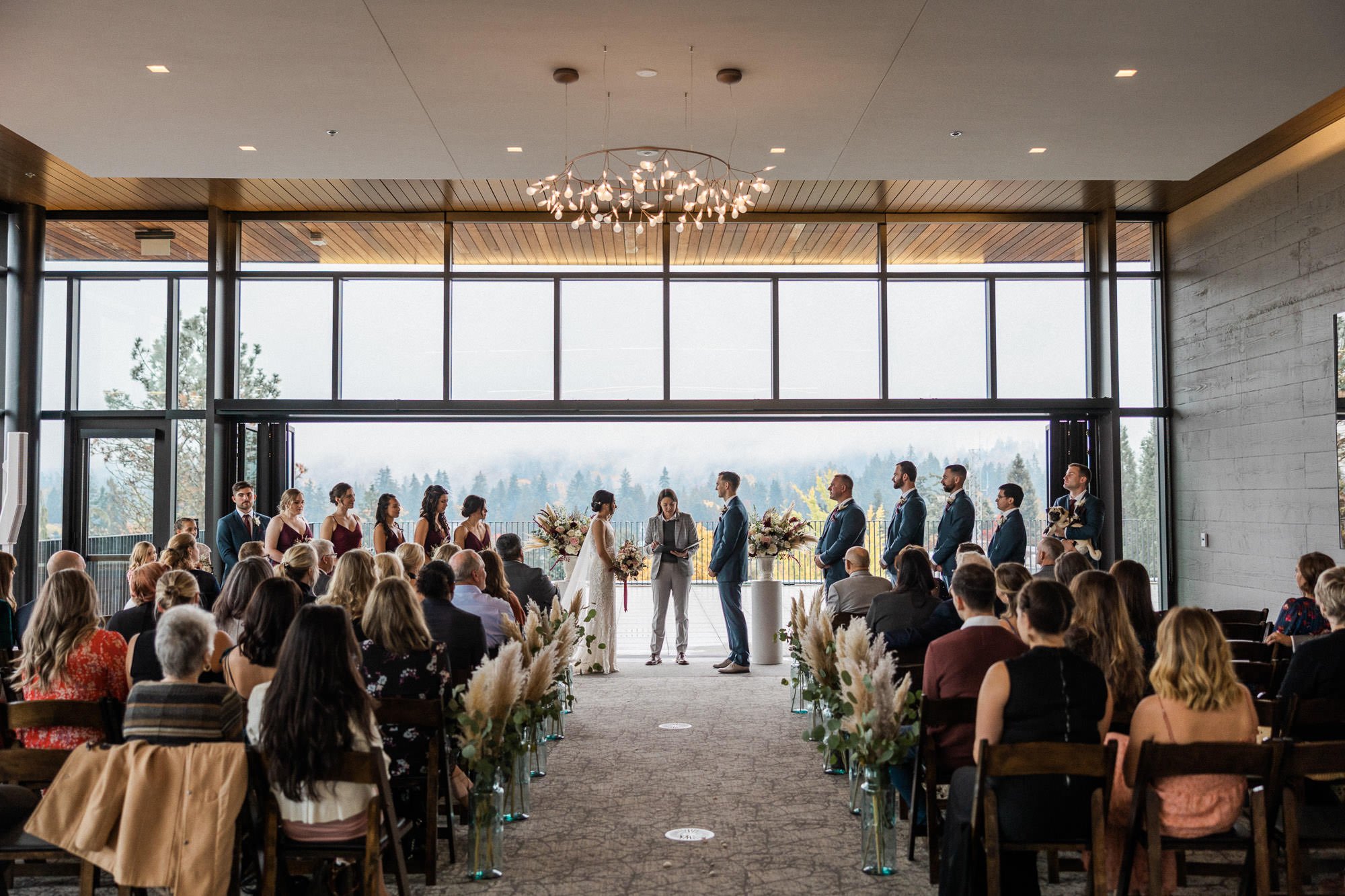 wedding ceremony at ironlight wedding venue in lake oswego, oregon