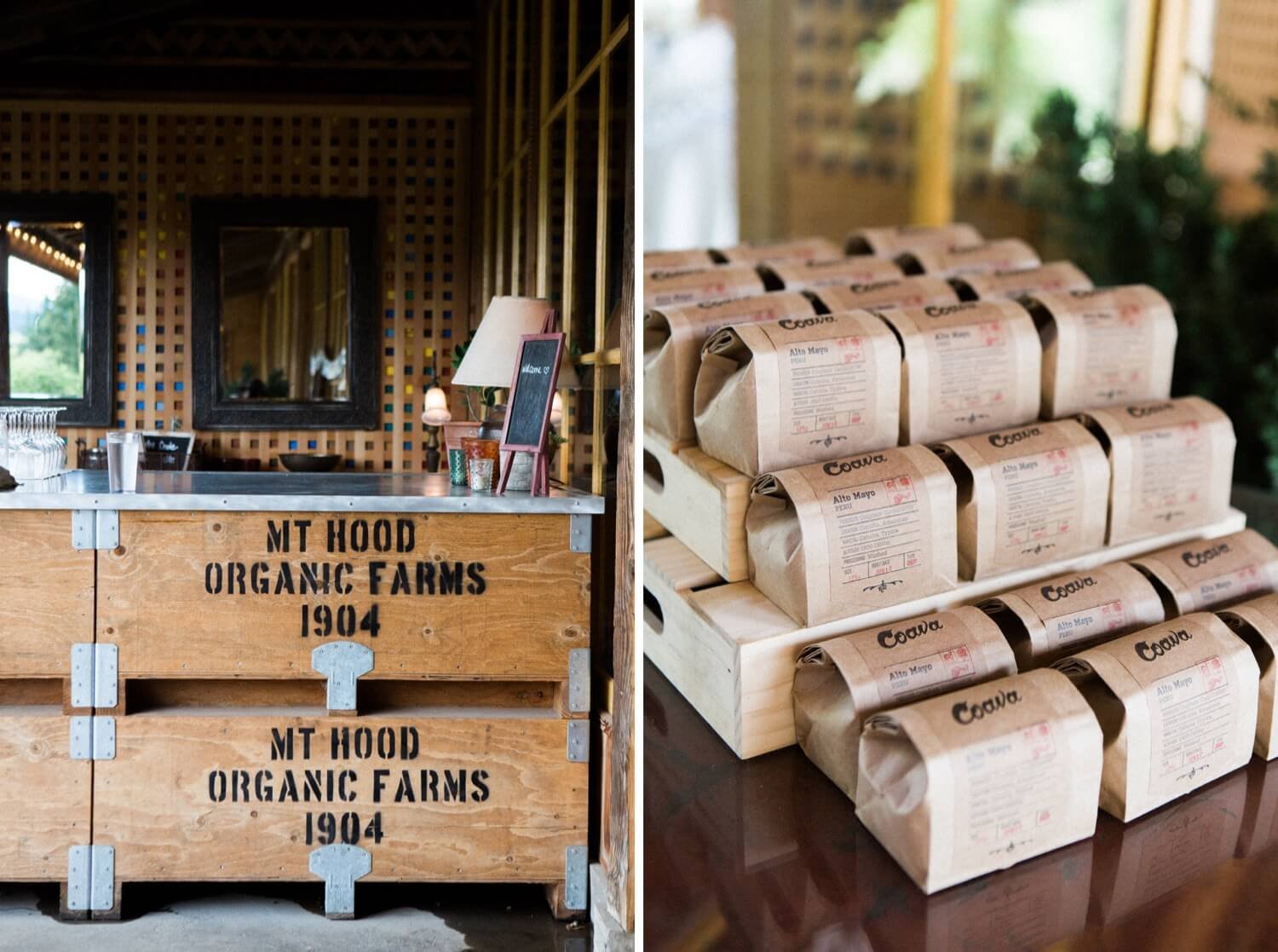042_Mount Hood Organic Farms Wedding-Bar setup made of wooden orchard bins.jpg