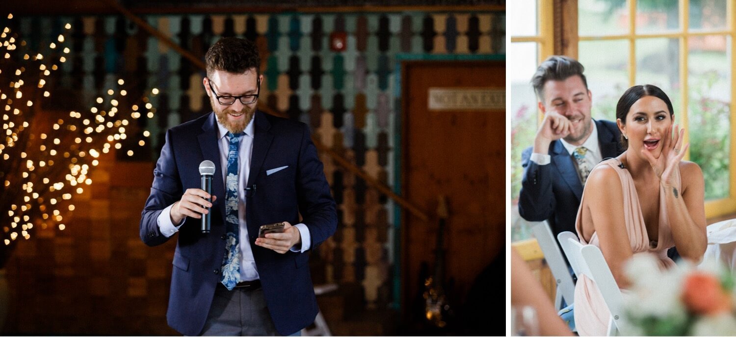 078_Mount Hood Organic Farms Wedding-Man in blue suit and blue floral tie gives wedding toast.jpg