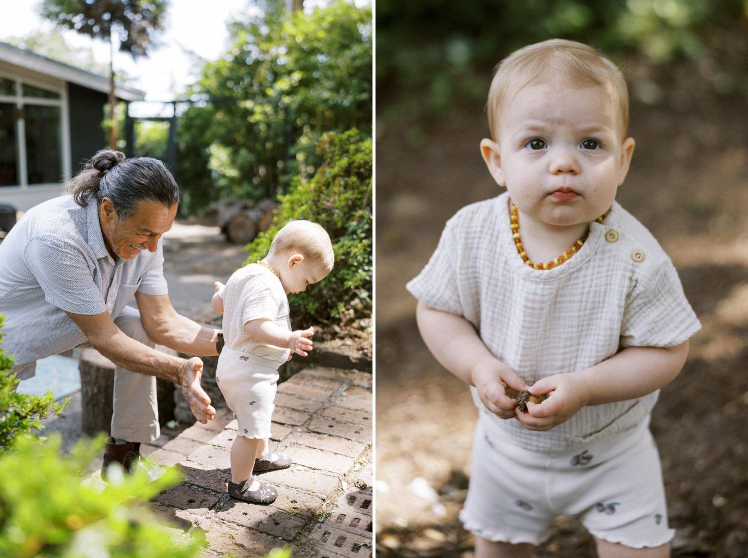 16_Portland Family Photographer-7618_Portland Family Photographer-7608_baby toddler in white shirt and white shorts holds rock.jpg