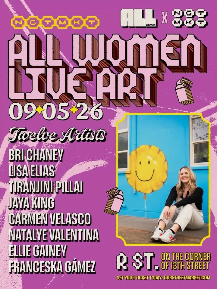 Official ALL Women Line-Up Announcement!!! 

Your favorite @towerdistrictsacramento event is coming to the Our Street NGT MKT🏮

- 12 women muralists 
- women-owned small businesses 
- photo booth
- sounds by @djstacelace 

Come out to the NGT MKT an