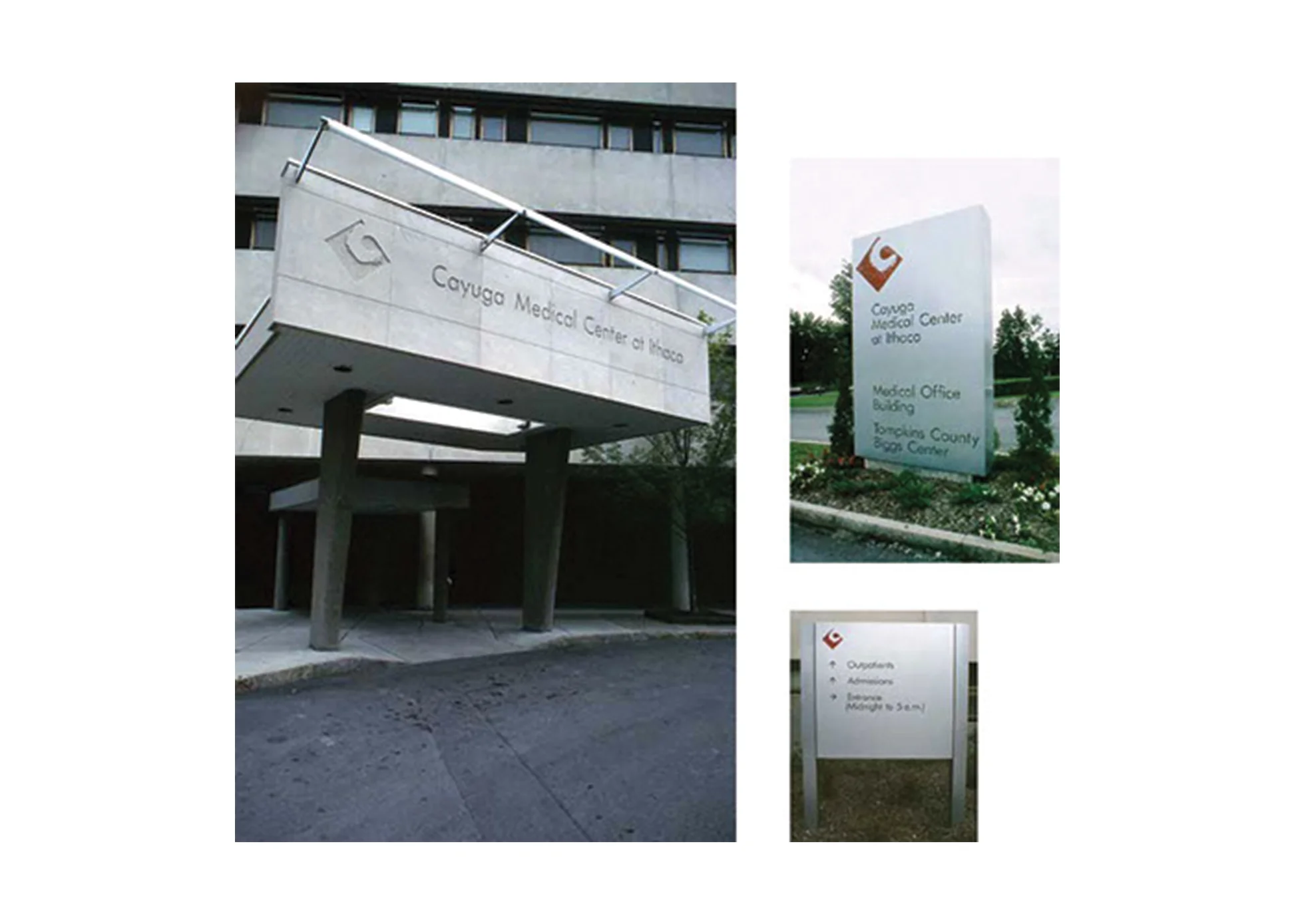 Identity, main ID, and campus signage, Ithaca, New York.
