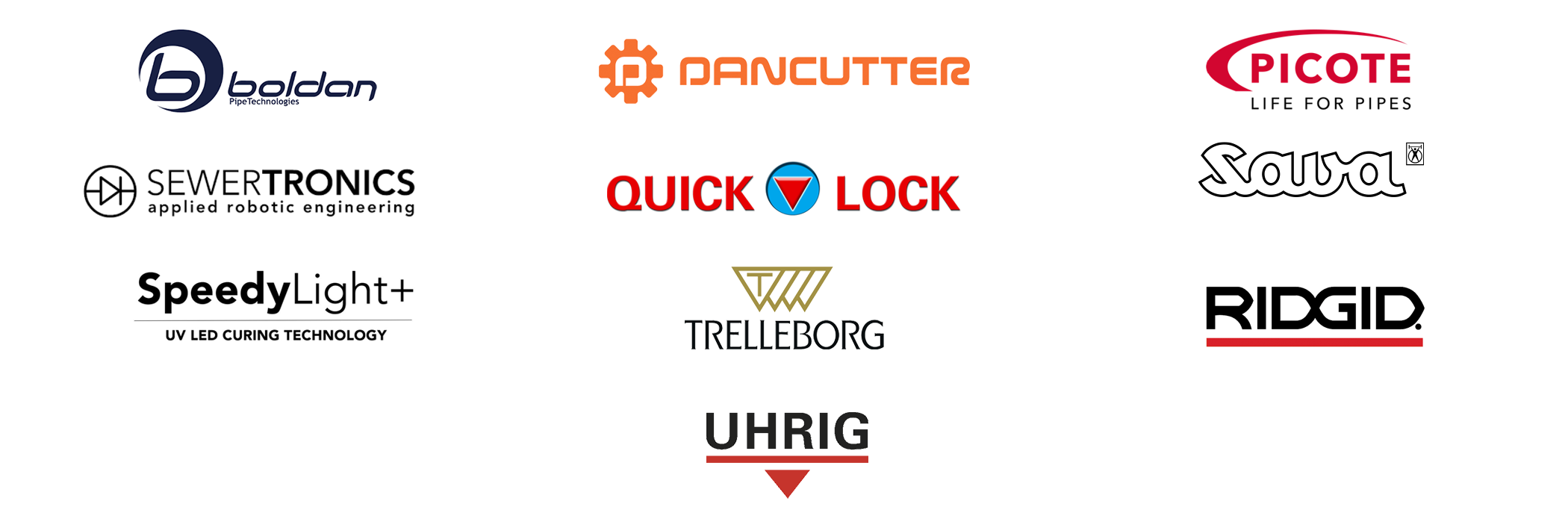 Boldan, damcutter, uhrig, picote, quick lock, sava, sewertronics, speedy light, trelleborg, ridgid