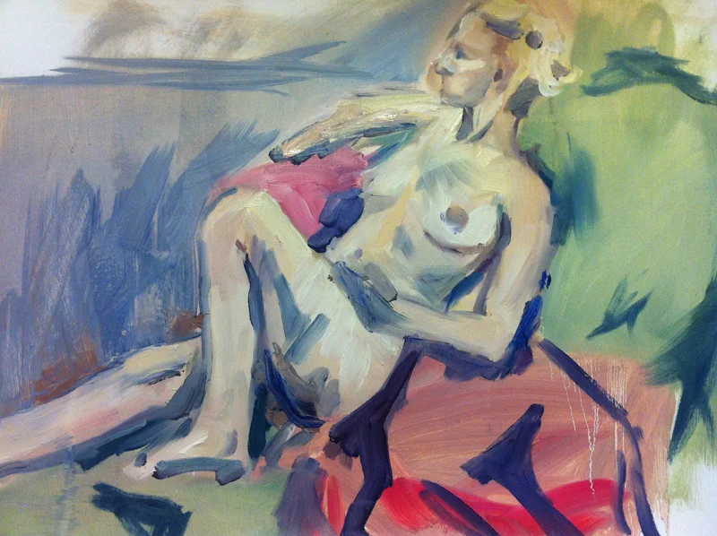  With me, 2013  Oil on paper  Approx. 42 x 59cm  Unique piece  For sale 