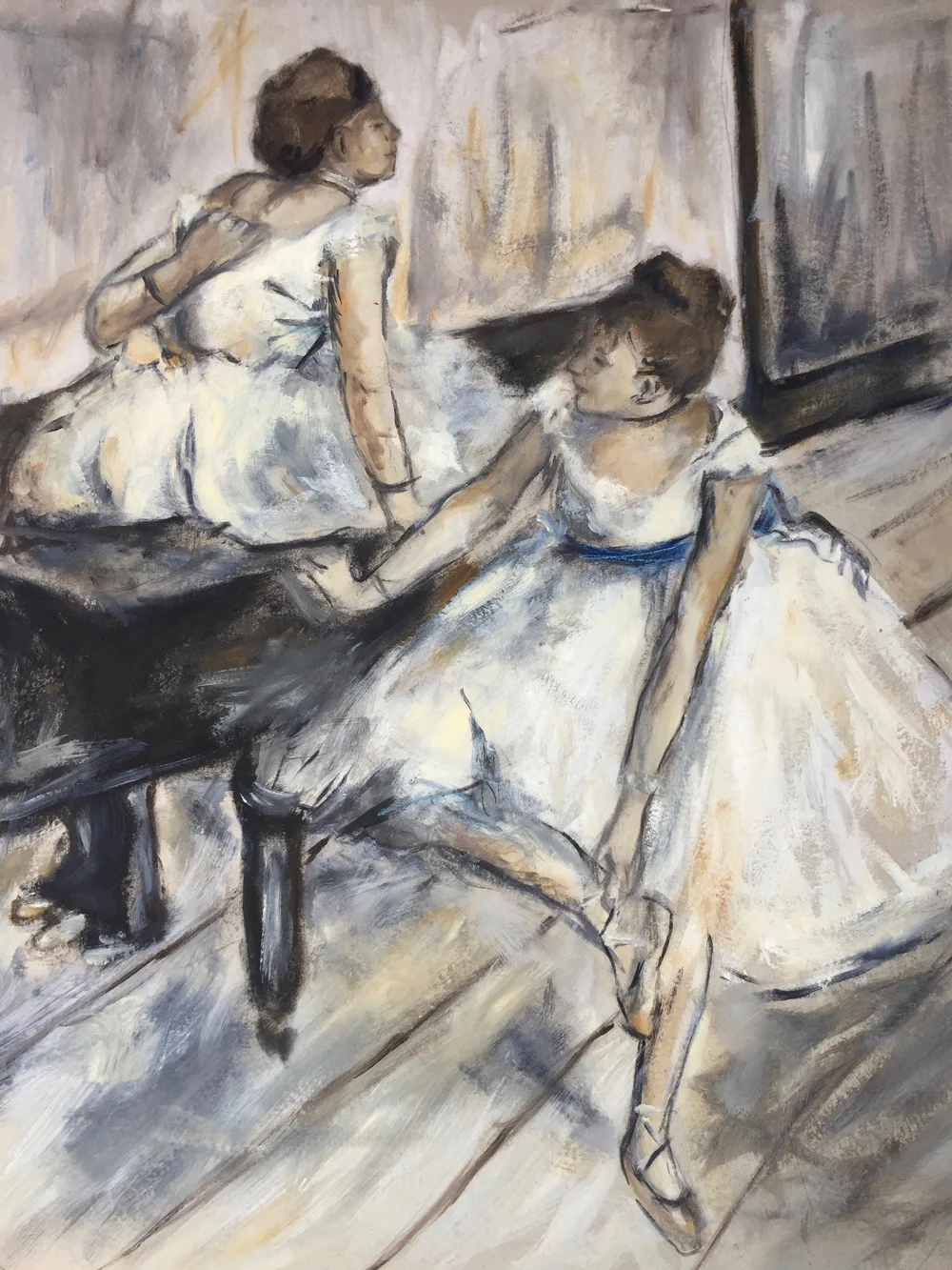  Degas experiment, 2000  Oil on board  Approx. 76 x 64cm  Original piece after Degas  For sale 