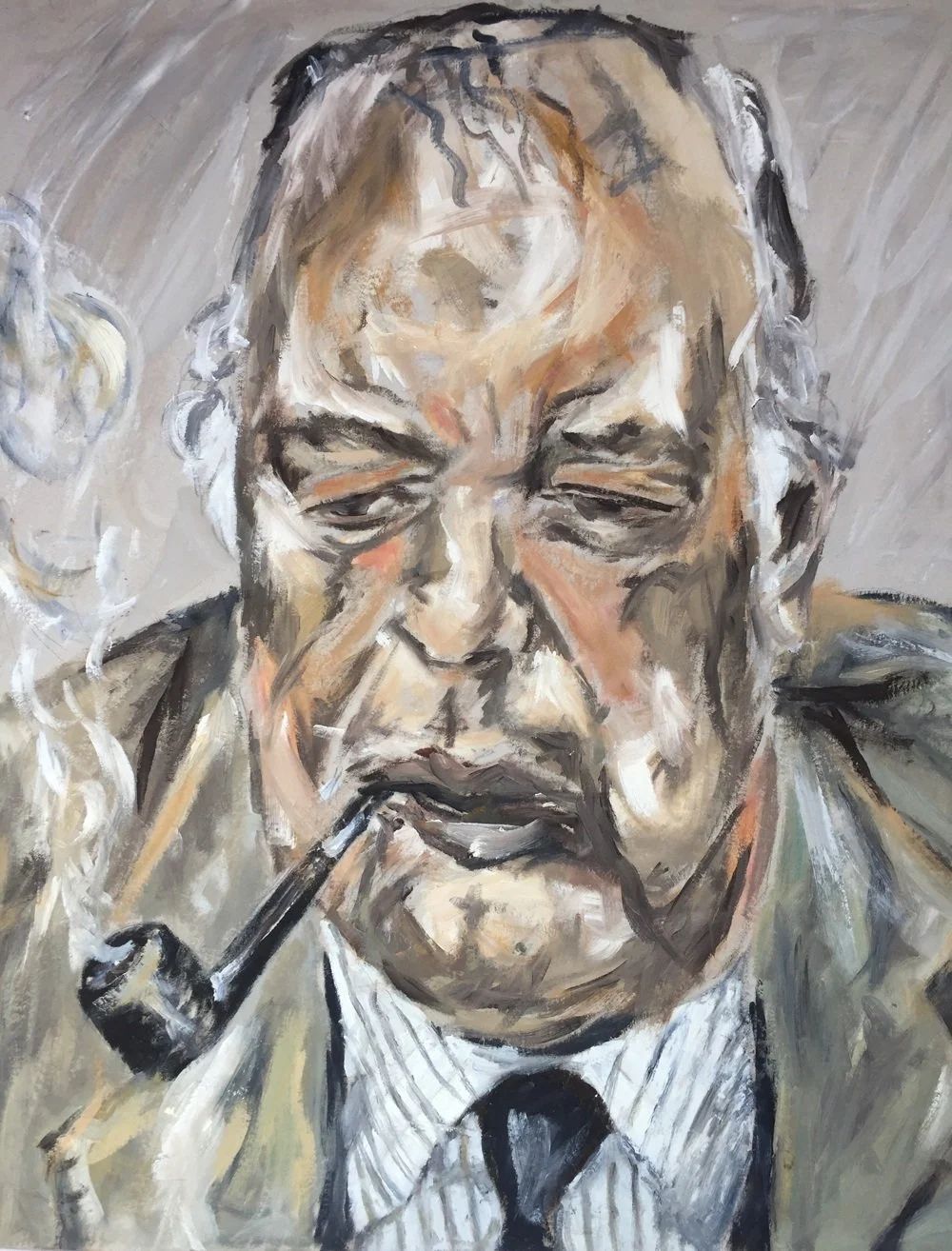  Gentleman, 2001  Oil on board  Approx. 75 x 65cm  Original piece after Lucian Freud  For sale 
