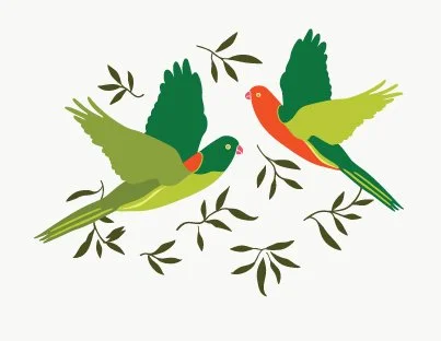 Christmas parrot pair