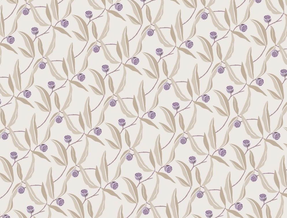 Gumnuts mauve on buff