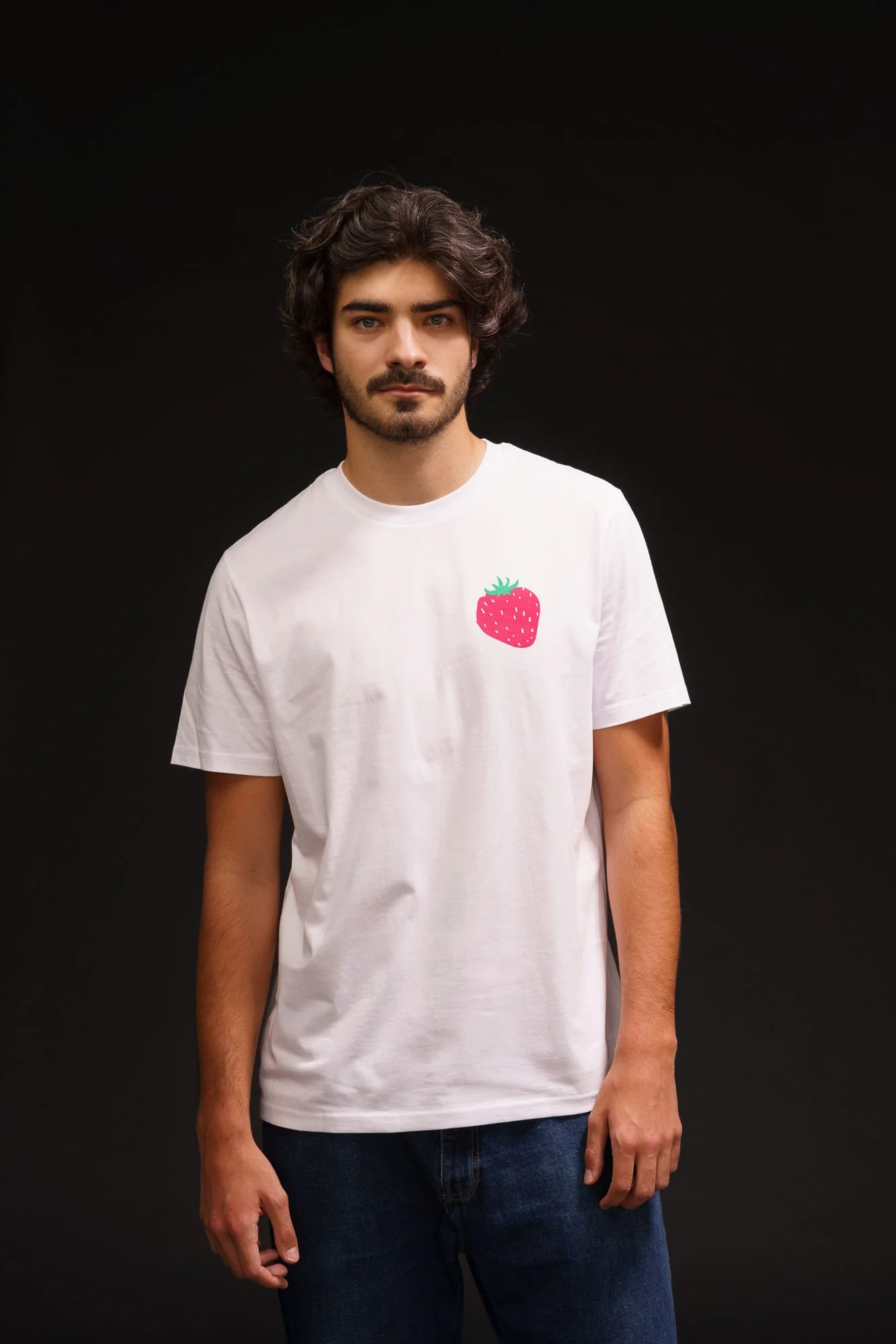 Strawberry graphic tee by Contrast, organic cotton t-shirt with fun and casual fruit illustration