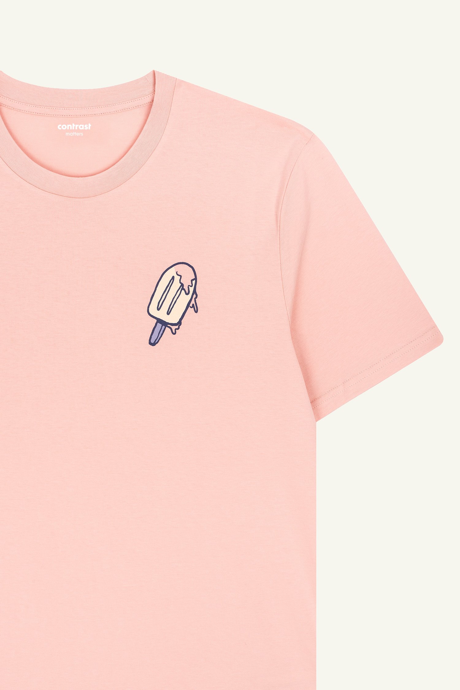 Contrast designer graphic tees collection featuring Melting Icecream organic tee shirts in orange.