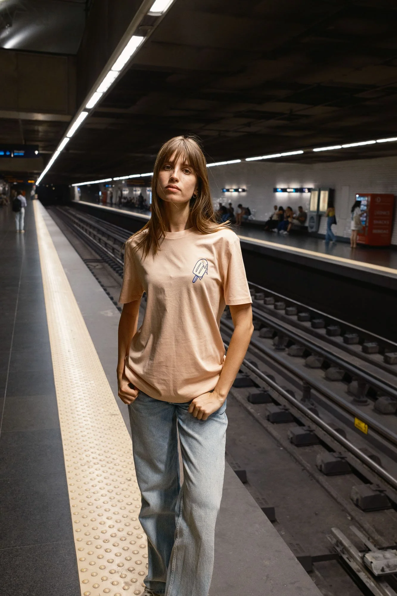 Organic t-shirt by Contrast, Melting Icecream t-shirt graphic design in playful dripping style.