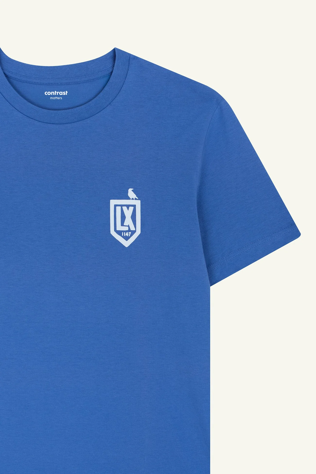 LX Badge organic t-shirt by Contrast, premium graphic tee with Lisbon design in organic cotton