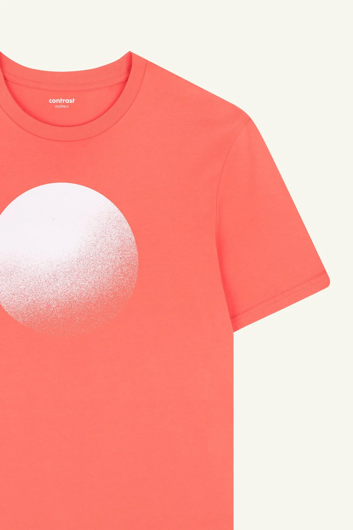 Contrast designer graphic tees collection featuring Moon organic cotton t-shirt in bright orange shade.