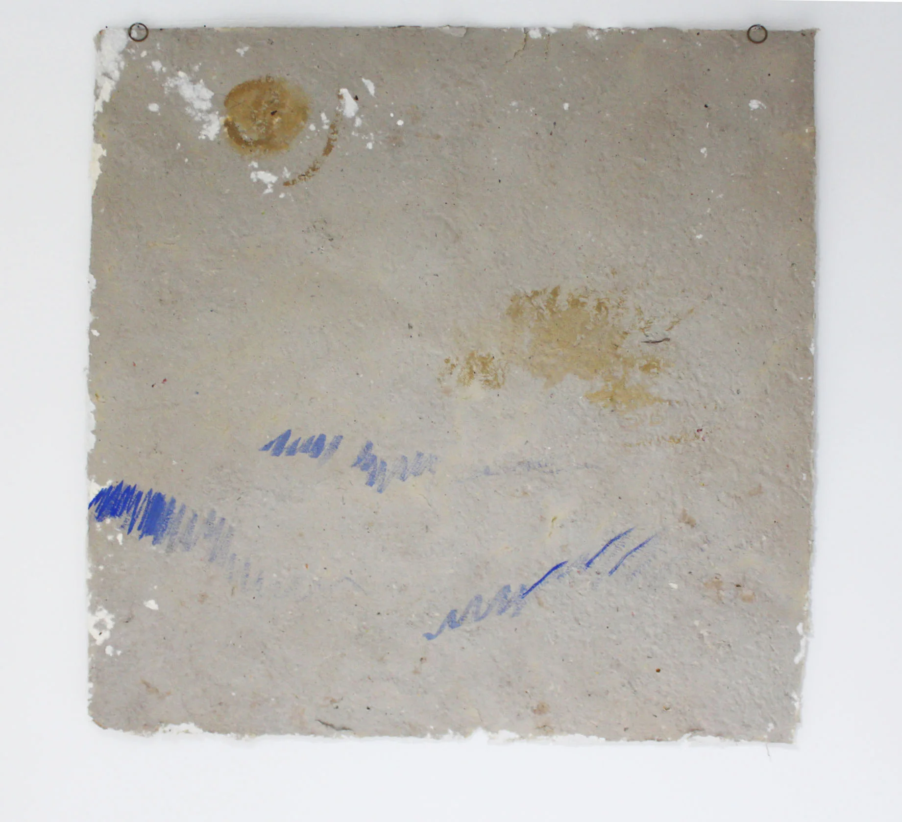 Nearly a new day, 2018Watercolor made from found &amp; gifted pigments on handmade paper sourced from The New York Times, and book trimmings.35.5 inches x 36.5 inches