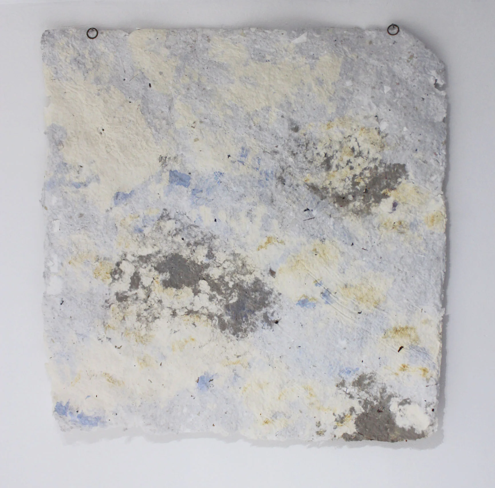 Night or morning or both, 2018Watercolor made from found &amp; gifted pigments on handmade paper sourced from The New York Times, grocery catalogs, and book trimmings.35.5 inches x 36.5 inches