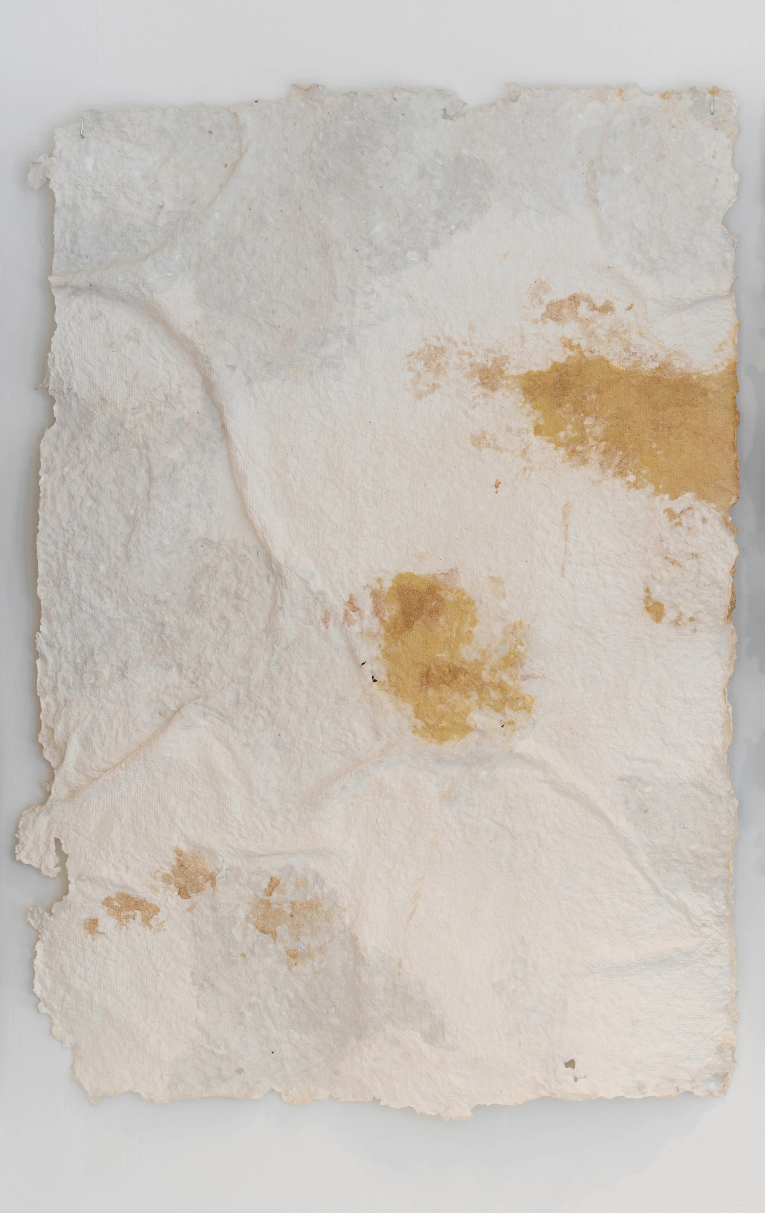 oh to be young, oh to be young and asleep, 2018Handmade paper and paint from collected pigment, made using paint brushes from my hair.18.5 x 26 inches