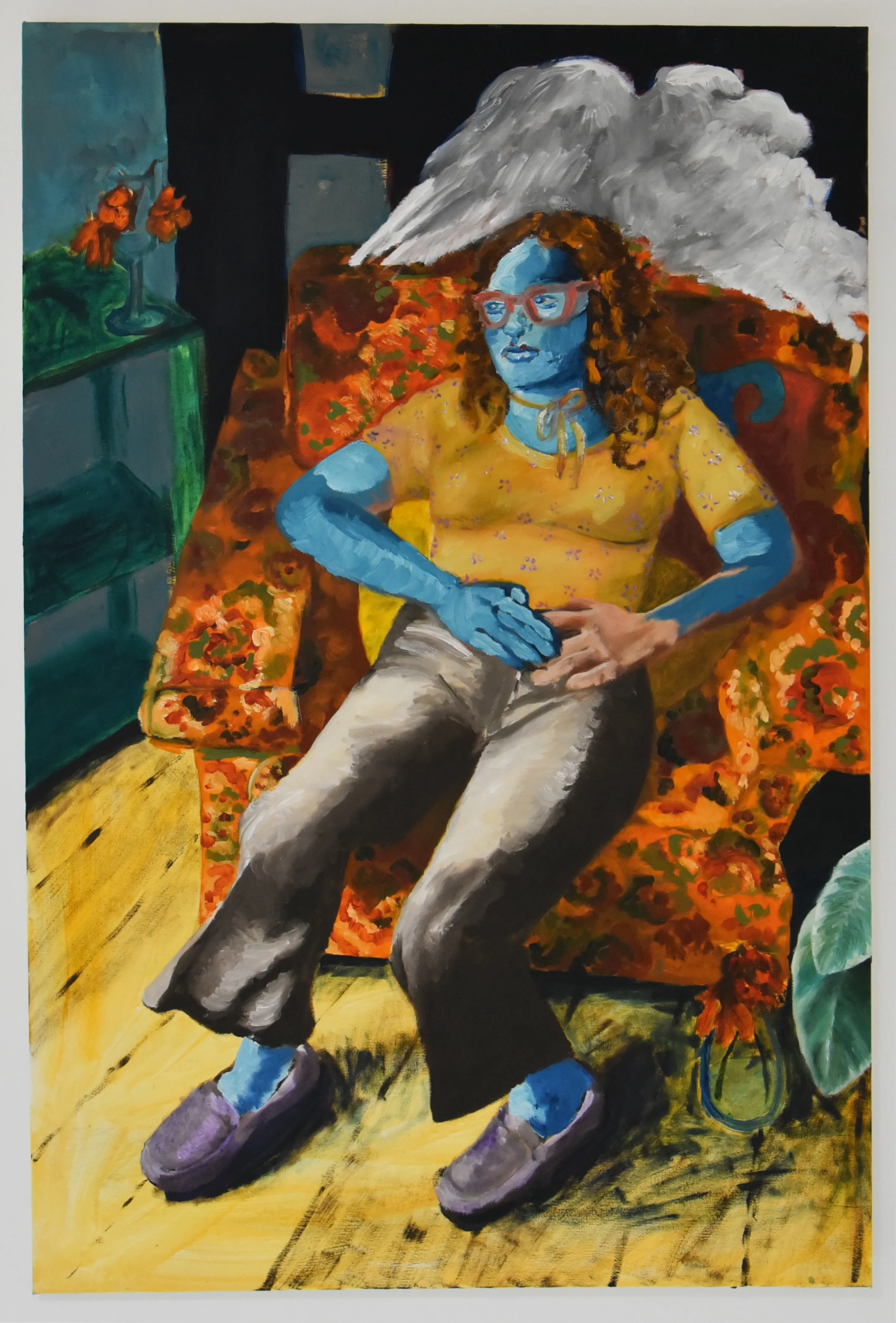   Pink roses til the sun sets, now they’re dark plum. Anyways,  2018-2019 oil paint from Gamblin’s archive on canvas from a one-off gig 36 x 24 inches 