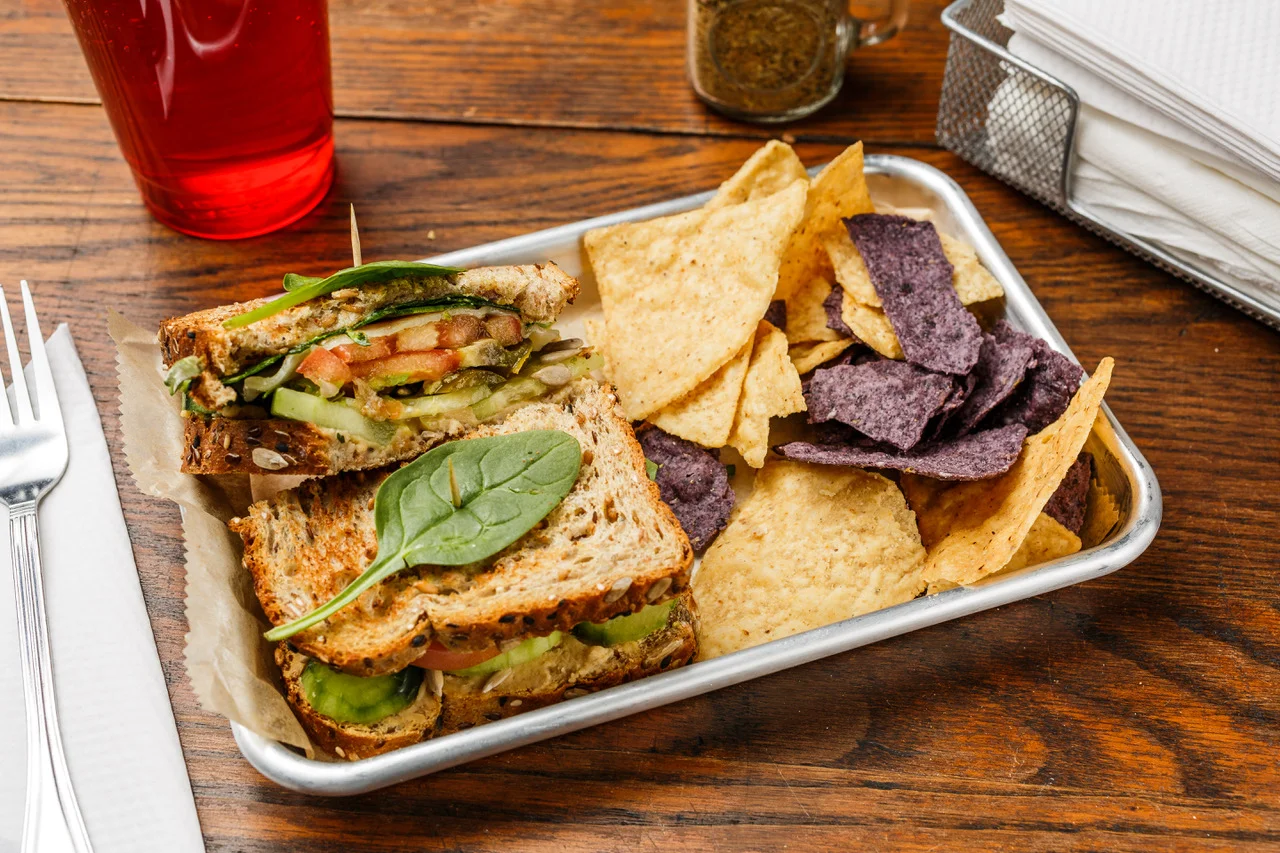 Greek Hummus, cucumbers, sunflower seeds, avocado, tomato, green onions, jalapeño, Swiss cheese, spinach, mayo, and spike seasoning. Make into salad, sandwich, or wrap. $6.49