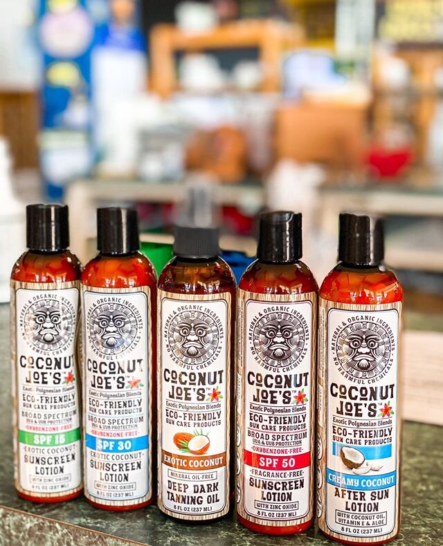 Summer skincare! ☀️⁠
⁠
We love Coconut Joe&rsquo;s sun care products &ndash; no harmful chemicals, all-natural, UVA &amp; UVB protection, AND they smell great! ⁠
⁠
Protect your skin with eco-friendly sun care. We&rsquo;ve got lots of options!