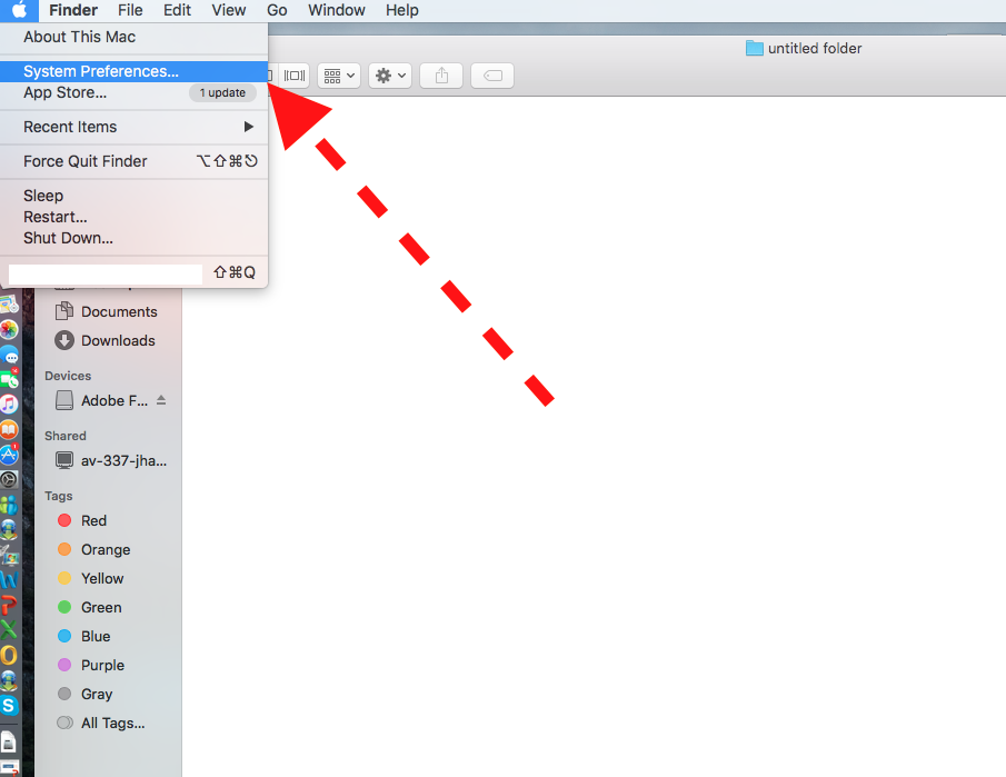 1. Open System Preferences by clicking the Apple menu and selecting System Preferences.