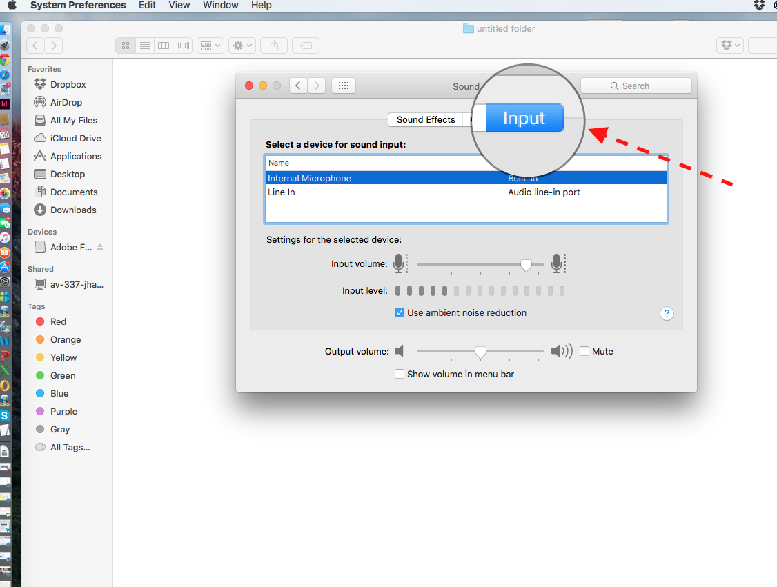 3. Once the Sound Preferences are open click on the Input tab