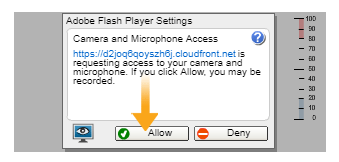 2. Next click "Allow" to give the Flash Player access to the microphone