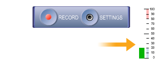 7. Even without clicking "RECORD", it should be possible to see the green bar rising and falling occasionally, on the right, indicating the microphone is working