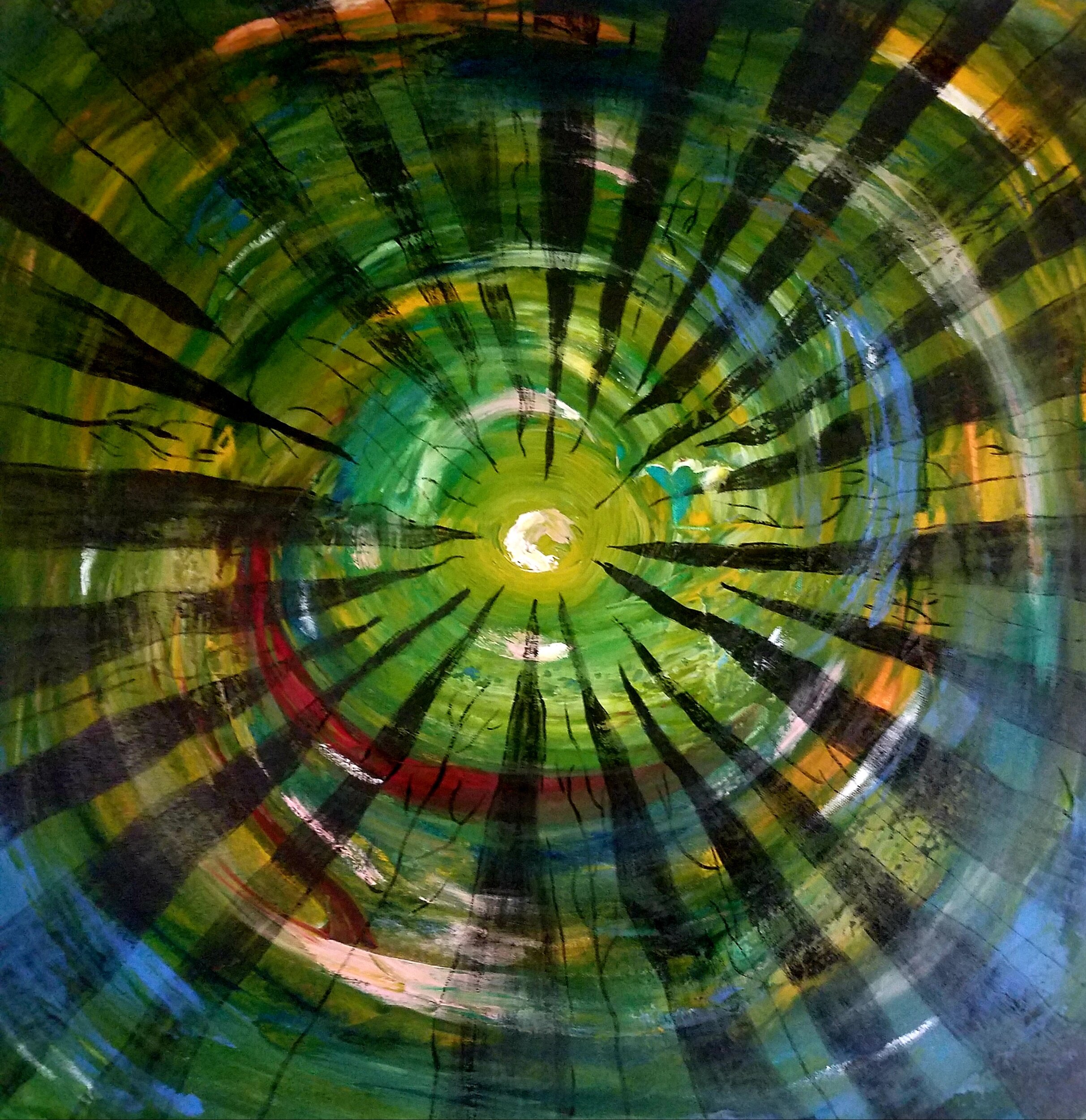 Oil paint and ink on canvas