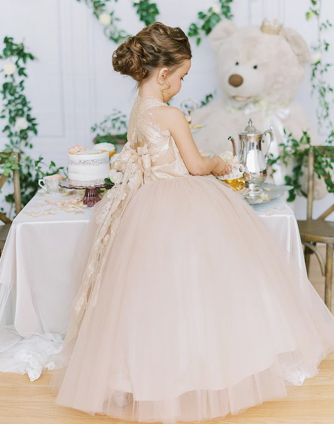 Lace Puffy Layered Flower Girl Dresses Kids Wedding Party Dress – Genaya  Syverson