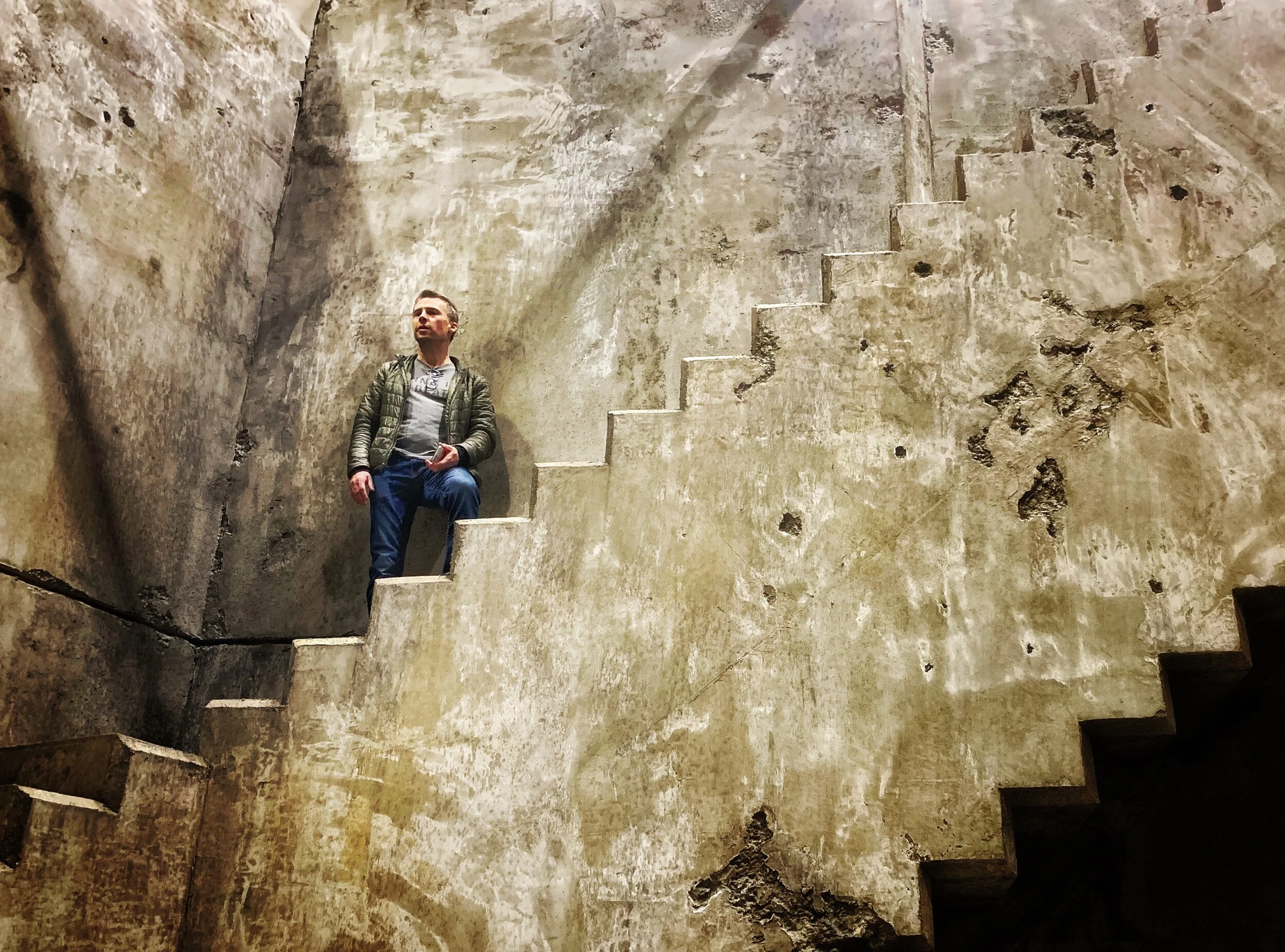 Designer Trevor Smith, on the set of the Garden Underground Interior