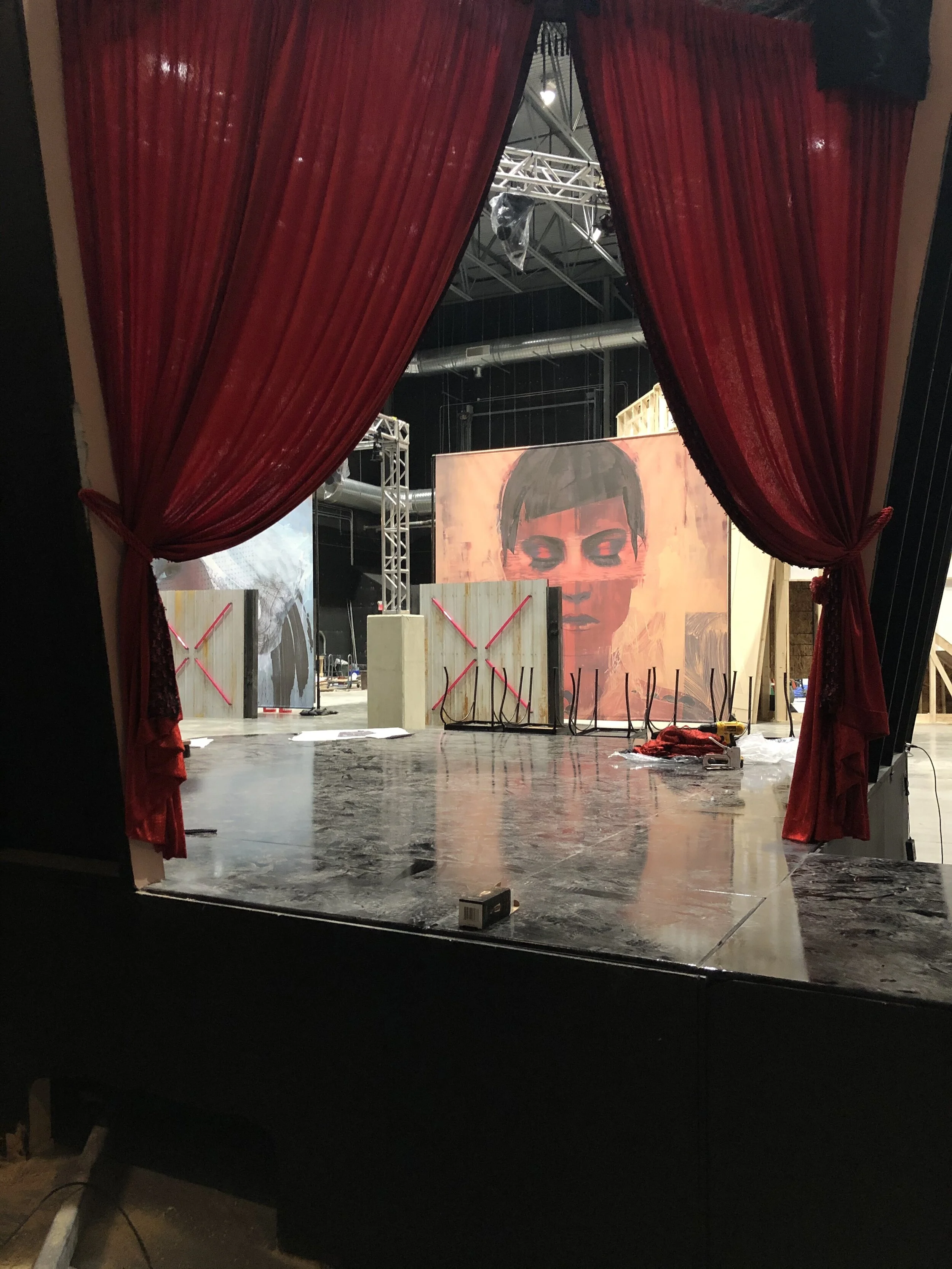 Underwear curtains, under construction --- Glory Hole