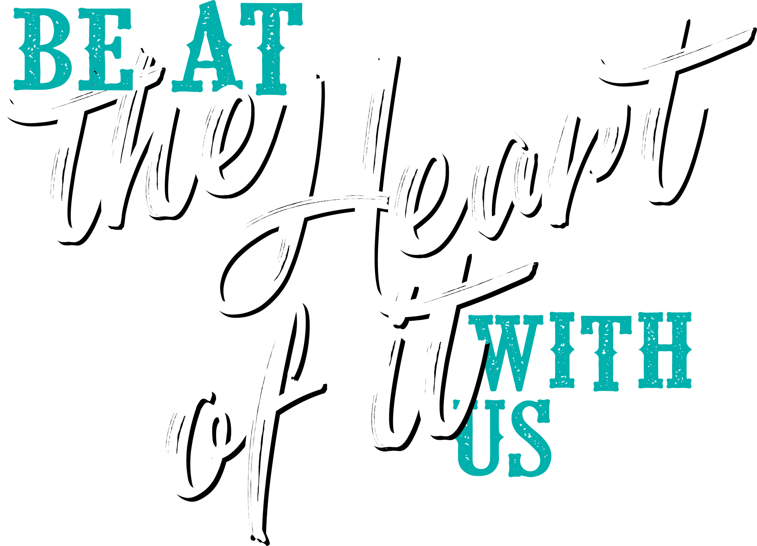 Stylized text reading 'The joys of life' with teal, black, and white background elements.